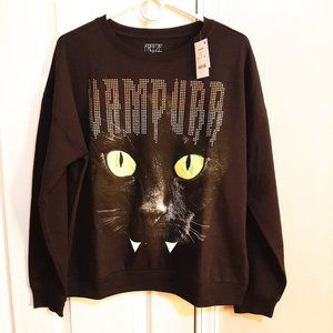Vampur cat women long sleeve pullover sweater XL